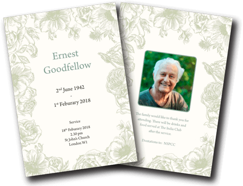 Victoriana funeral order of service design