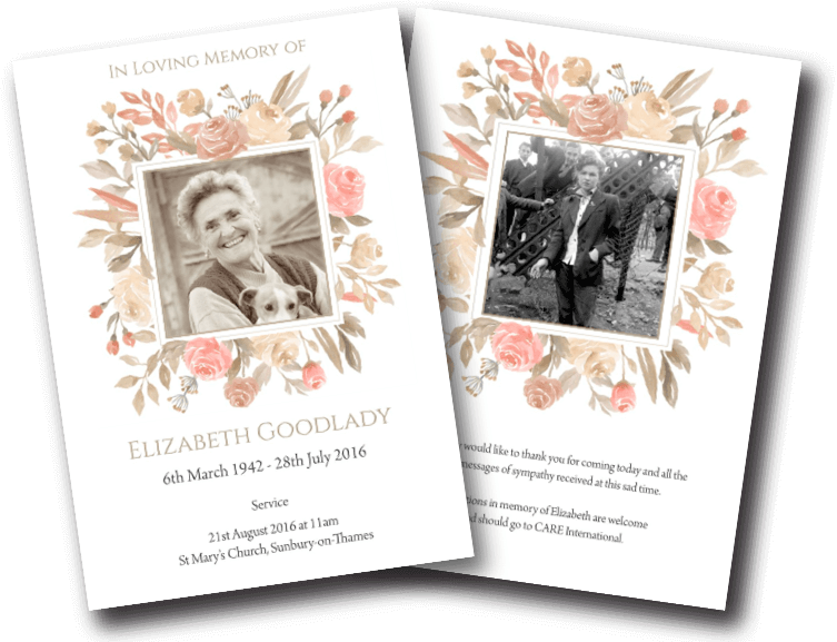 floral funeral order of service design