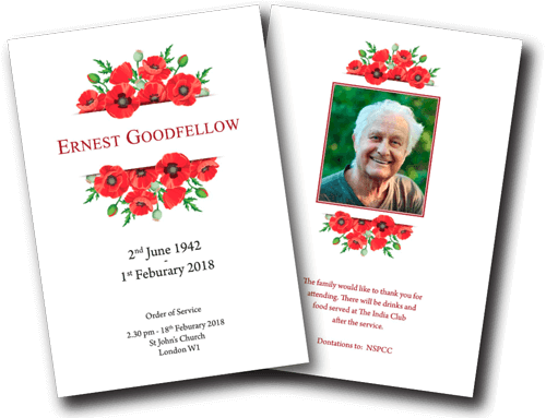 floral funeral order of service design