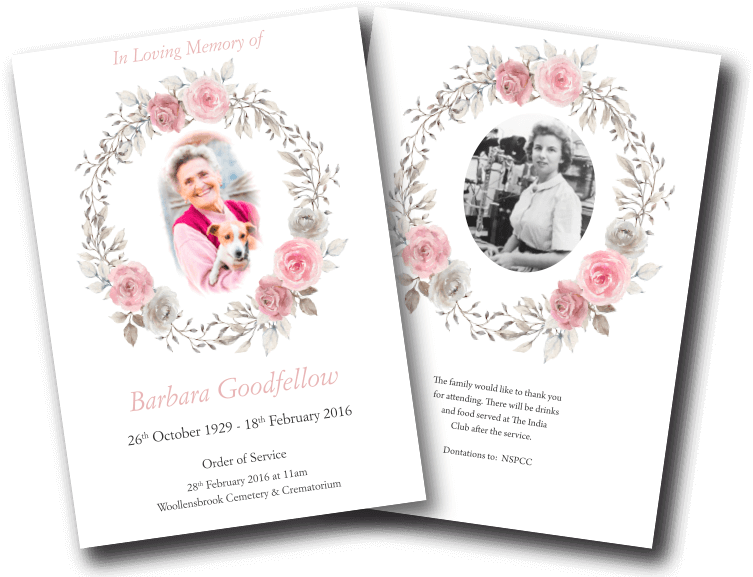 floral funeral order of service design