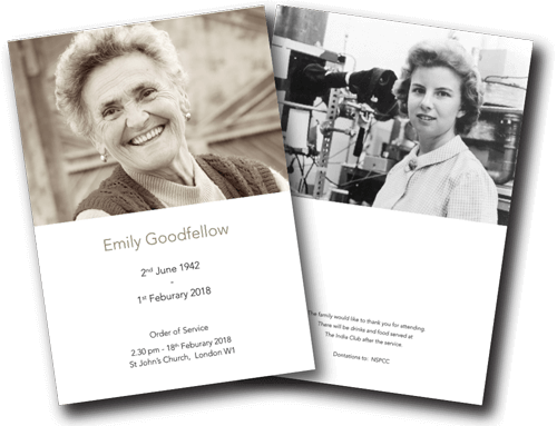 Traditional funeral order of service design