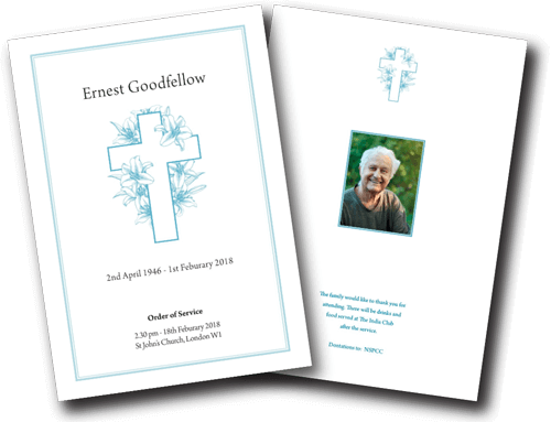 Traditional funeral order of service design