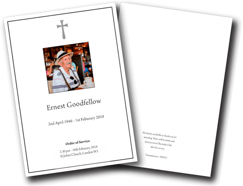 Traditional funeral order of service design