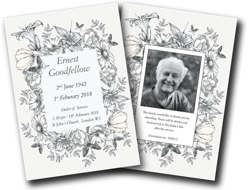 Victoriana funeral order of service design