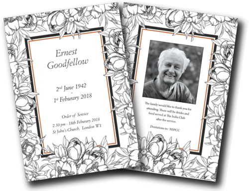 Victoriana funeral order of service design