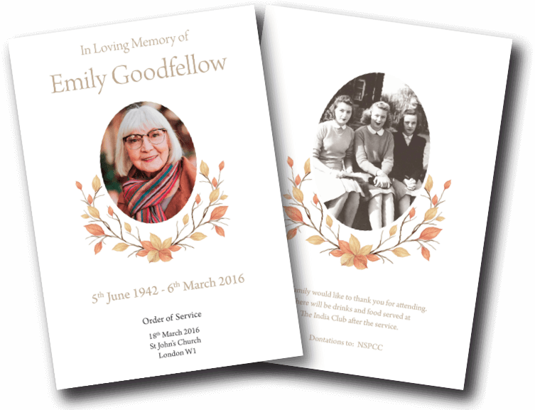 floral funeral order of service design